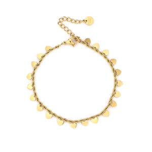 Gedraaide armband met hartjes Goud en Zilver