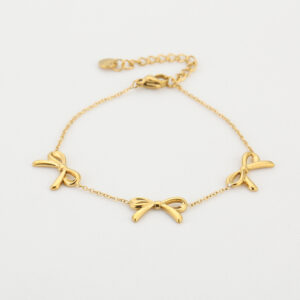 Armband met bedel strikjes Goud en Zilver