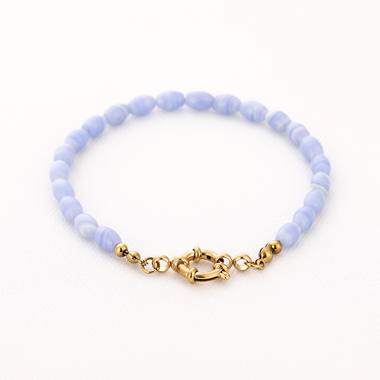 Kralen armband licht blauw - Afbeelding 2