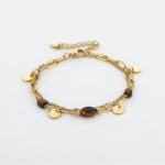 Tiger stone goudkleurige bedelarmband stainless steel